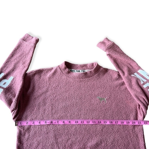 PINK Victoria’s Secret Dusty Rose Mock Neck Fuzzy Knit Sweatshirt, XS - Picture 7 of 8